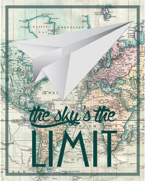 The Sky Is The Limit Print, Nursery Baby Decor, Wall Art, Nursery Decor, Baby Room