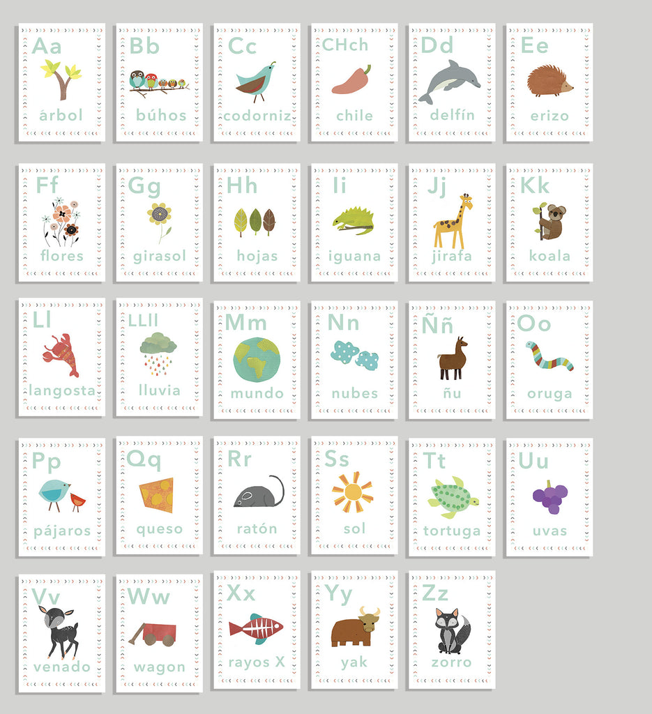 Our World Alphabet 5 x 7 Wall Cards in English or Spanish – Children ...